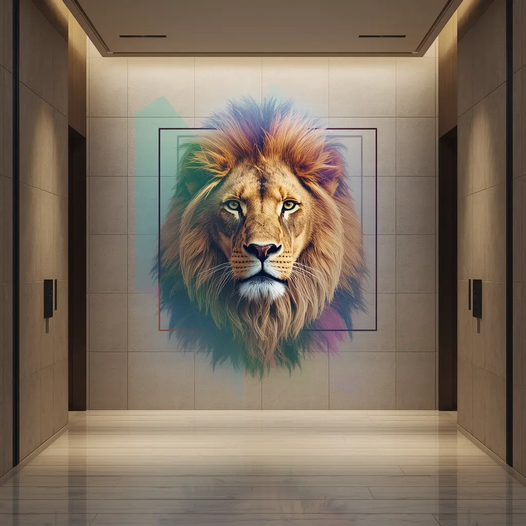 Impression murale représentant un lion coloré en grand format